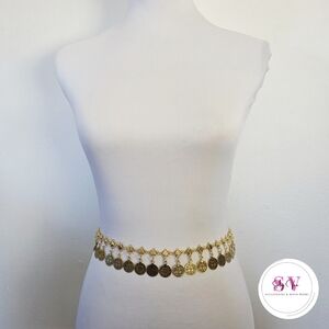 Gold tone coin chain belt